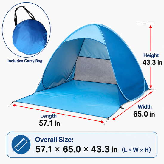 Pop-Up UV Protection Beach Tent - Image 5