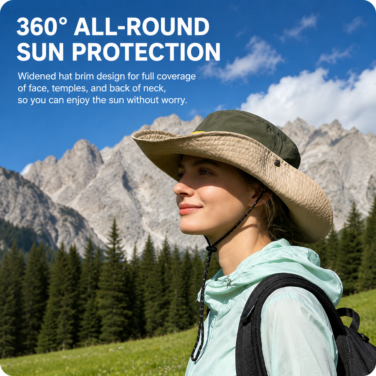 UPF 50+ Foldable Wide-Brim Womens Sun Hat - Image 3