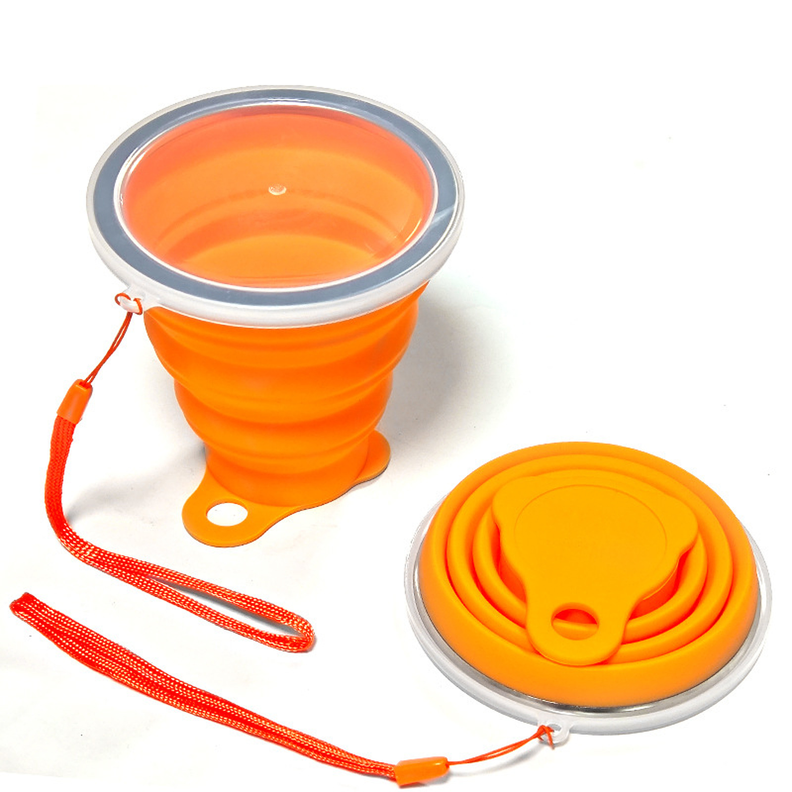 Collapsible Silicone Cup with Stainless Steel Rim - Image 1