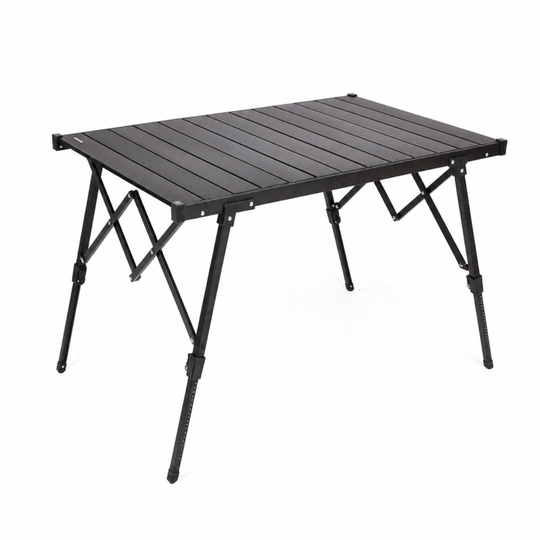 Adjustable-Height Aluminum Roll-Top Camping Table