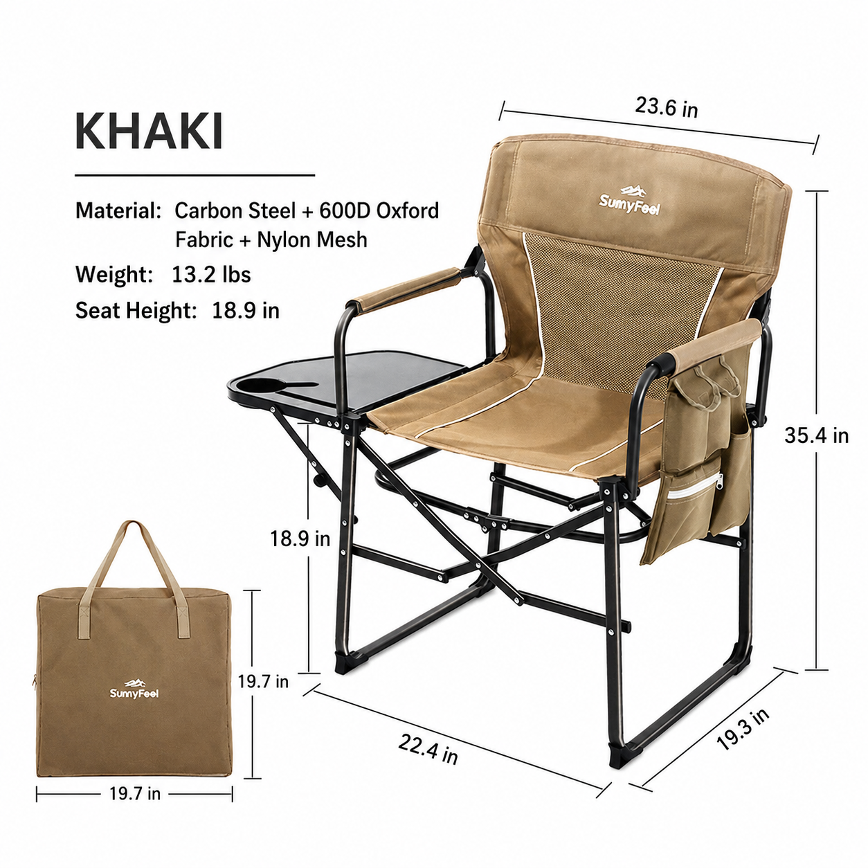 Foldable Director Chair with Side Table - Image 8