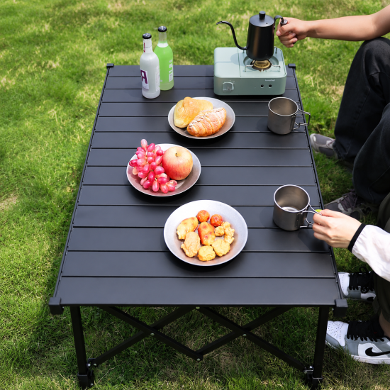 Adjustable-Height Aluminum Roll-Top Camping Table - Image 2