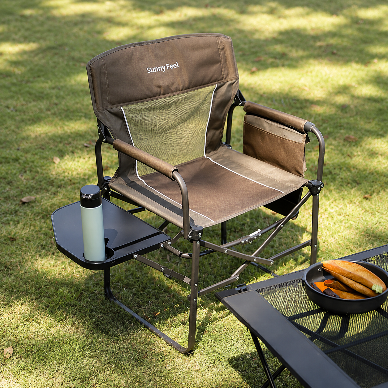 Foldable Director Chair with Side Table - Image 2