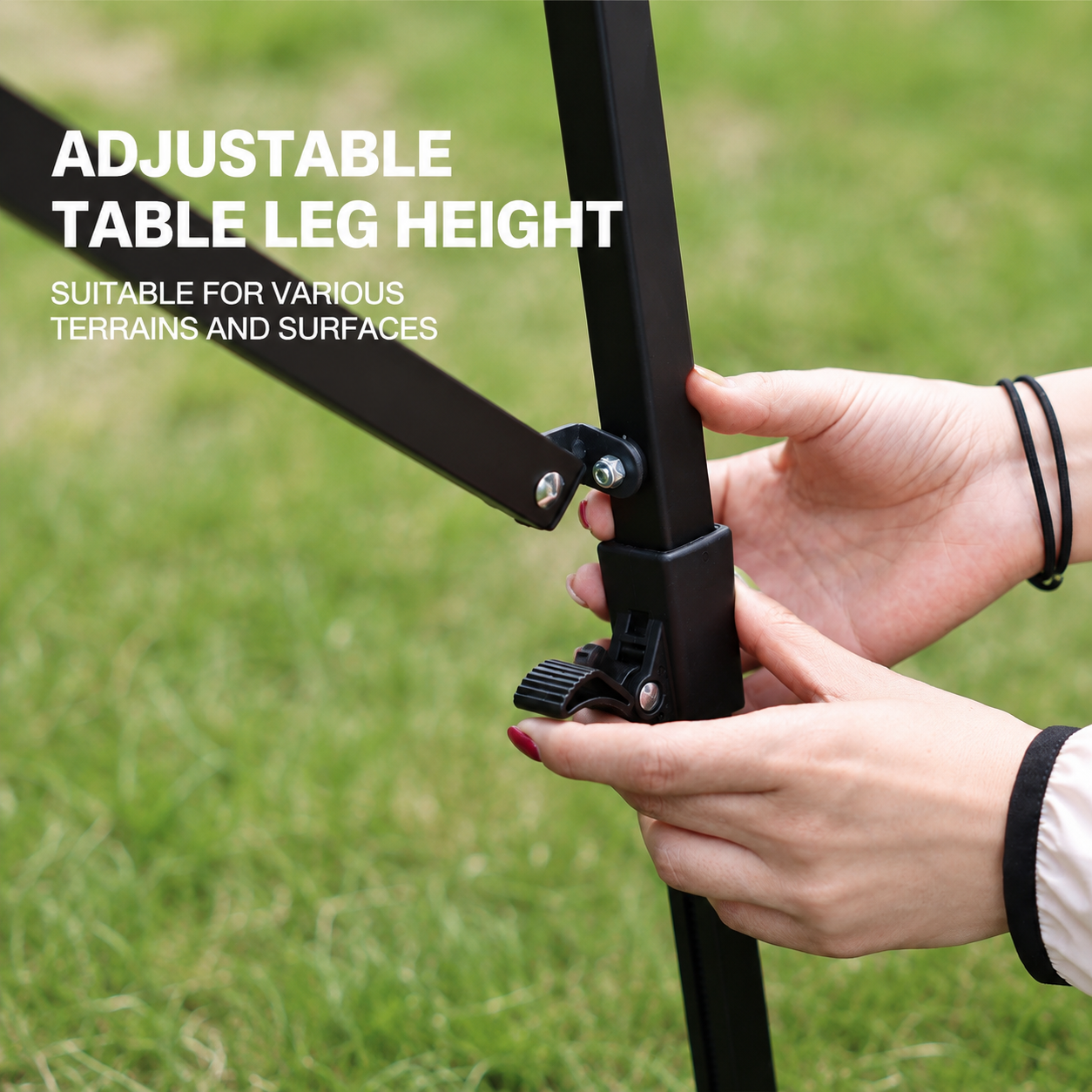 Adjustable-Height Aluminum Roll-Top Camping Table - Image 3