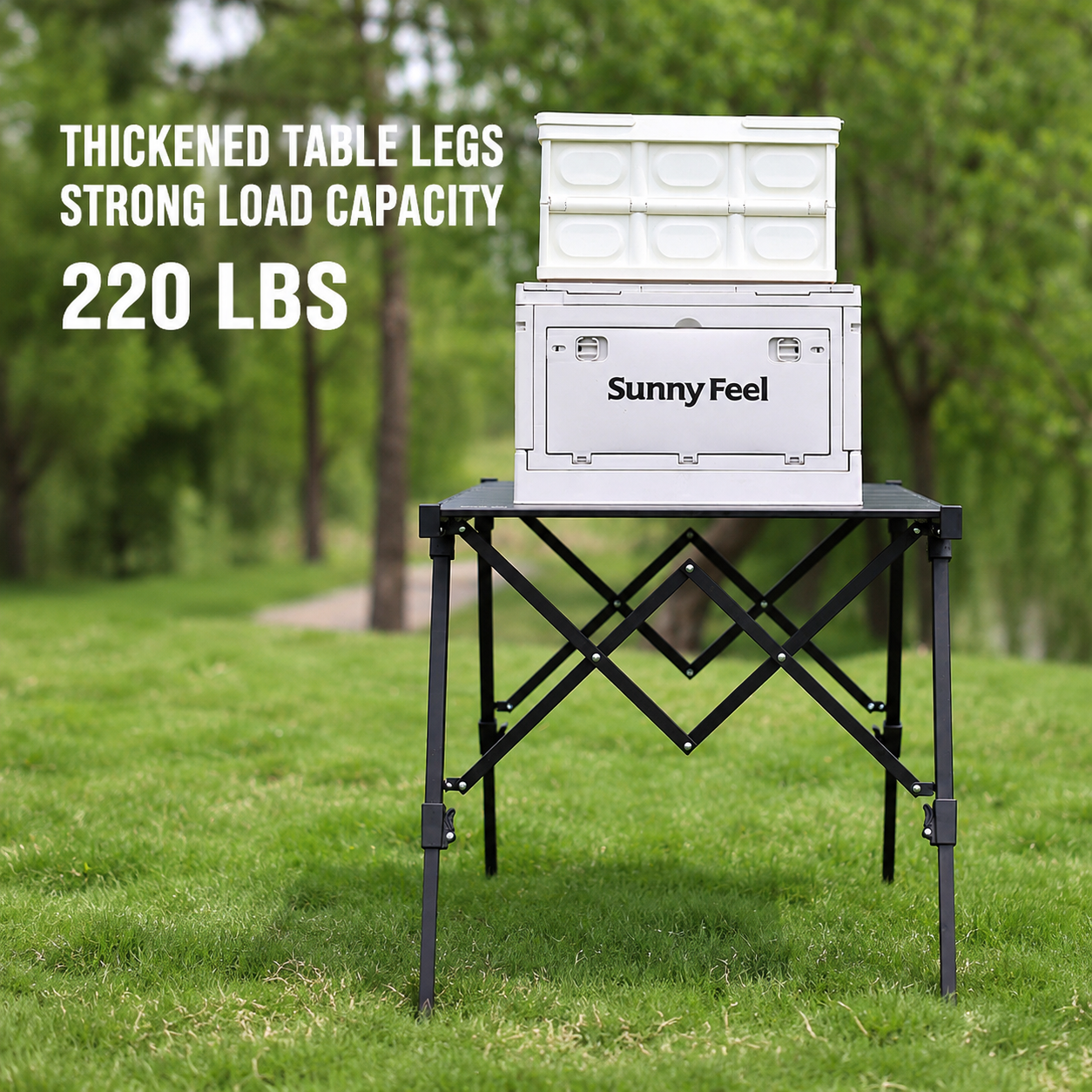 Adjustable-Height Aluminum Roll-Top Camping Table - Image 5