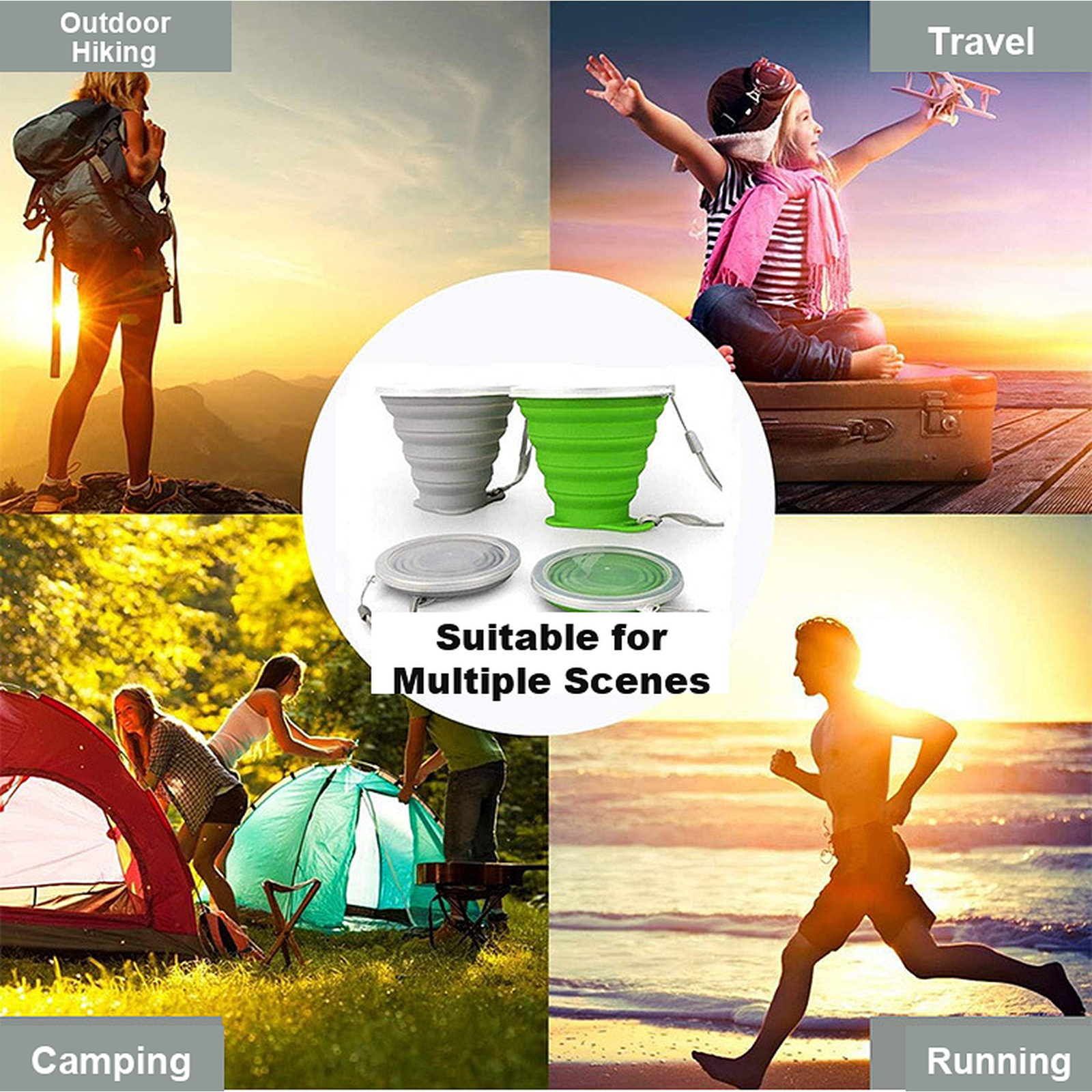 Collapsible Silicone Cup with Stainless Steel Rim - Image 4