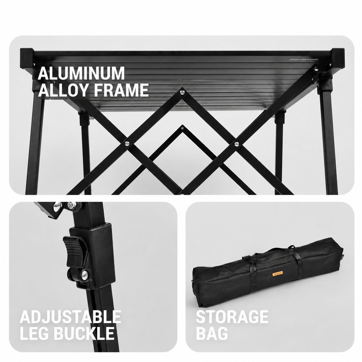 Adjustable-Height Aluminum Roll-Top Camping Table - Image 7