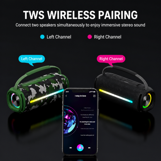 Portable Bluetooth Speaker with RGB Lighting - Image 8