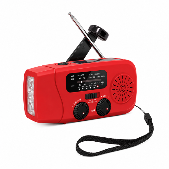 Solar Hand-Crank Emergency Radio with Flashlight
