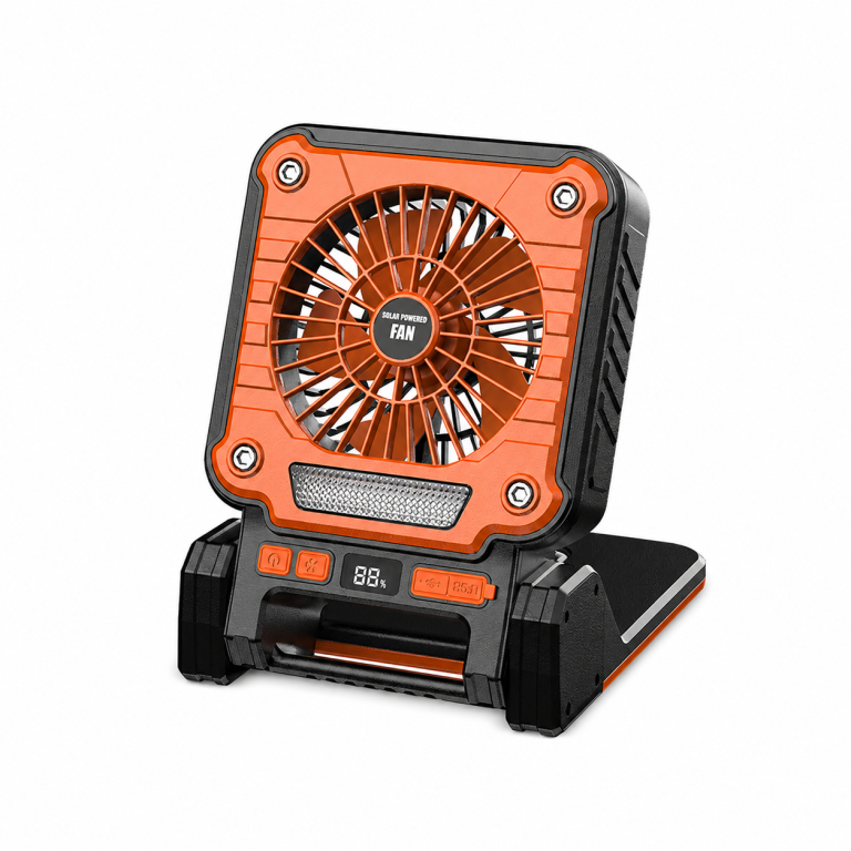 Foldable Solar-Powered Camping Fan with Light