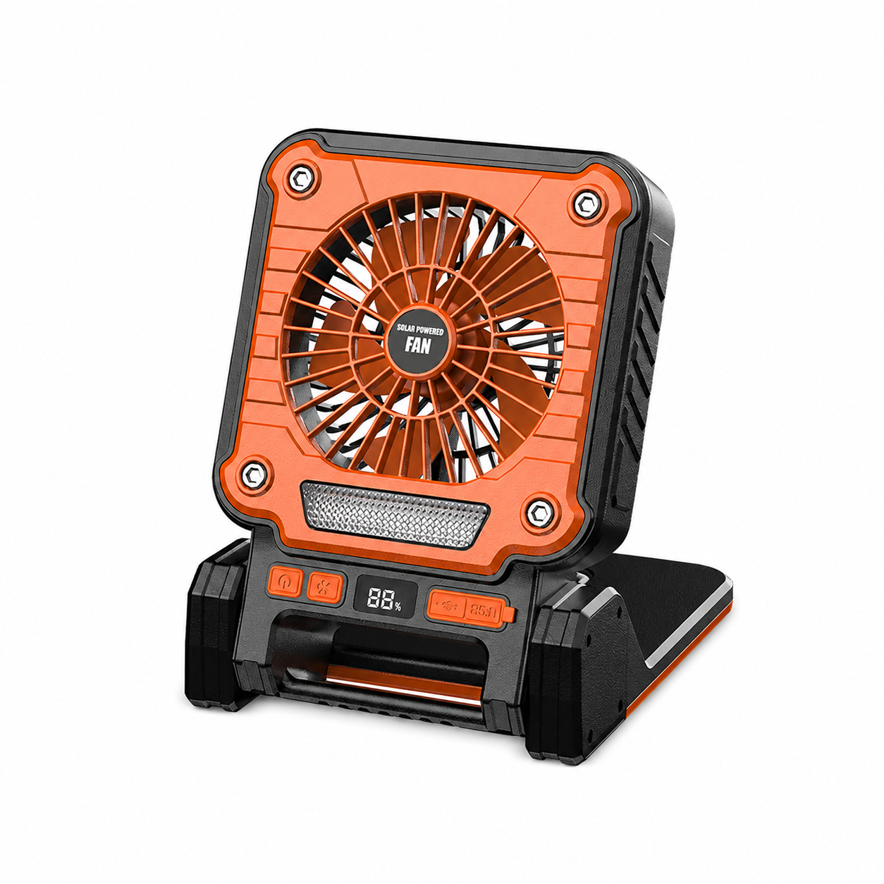 Foldable Solar-Powered Camping Fan with Light - Image 1