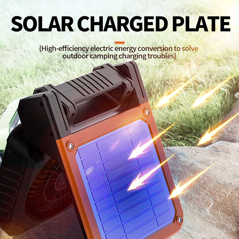 Foldable Solar-Powered Camping Fan with Light - Image 7