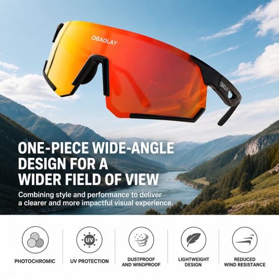 Photochromic Wraparound Cycling Sunglasses - Image 3