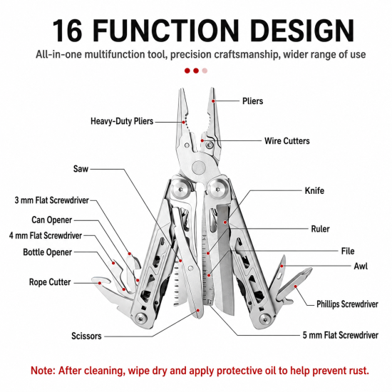 16-in-1 Folding Multi-Tool Pliers - Image 4