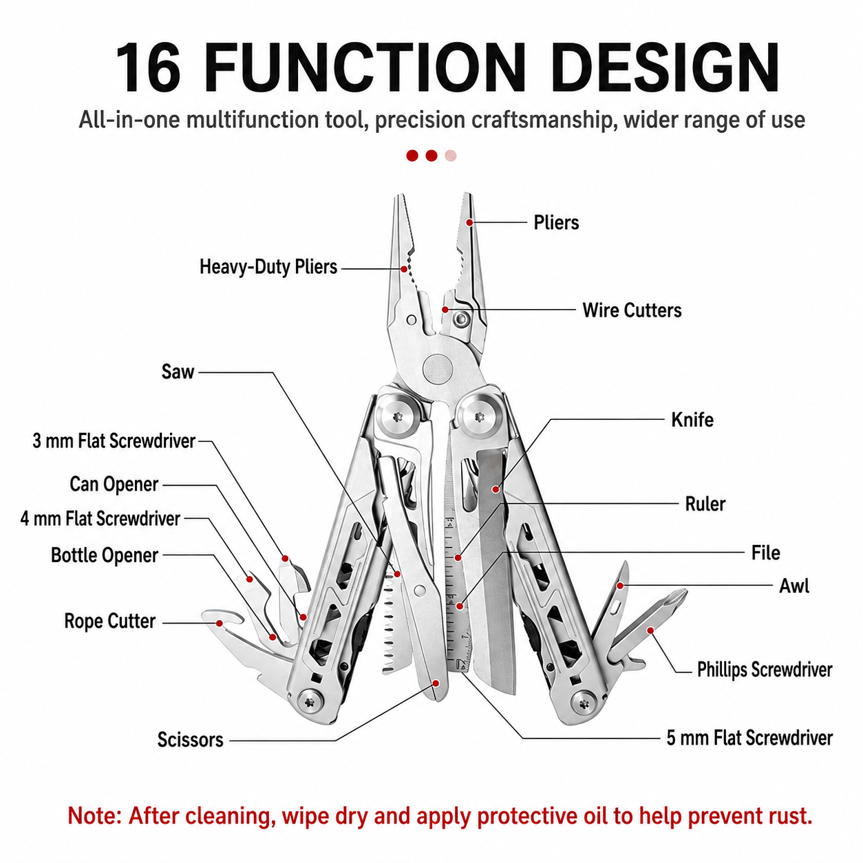 16-in-1 Folding Multi-Tool Pliers - Image 4