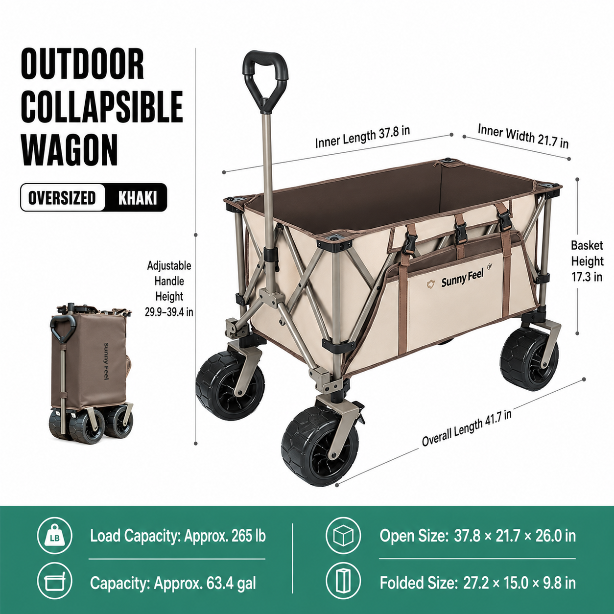 Wide-Wheel Foldable Camping Wagon - Image 5