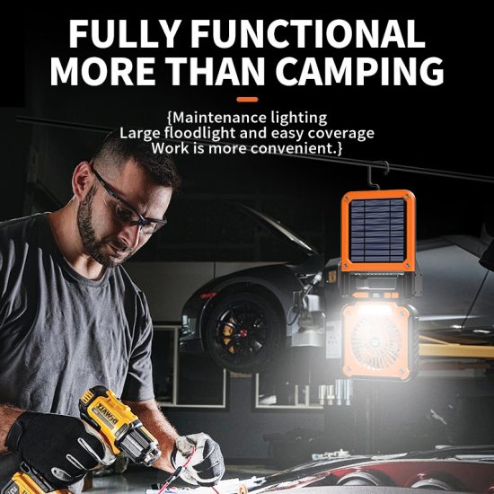 Foldable Solar-Powered Camping Fan with Light - Image 6