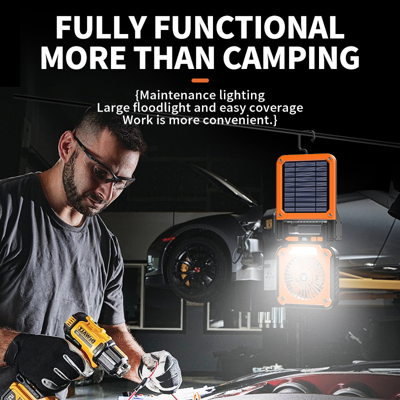 Foldable Solar-Powered Camping Fan with Light - Image 6