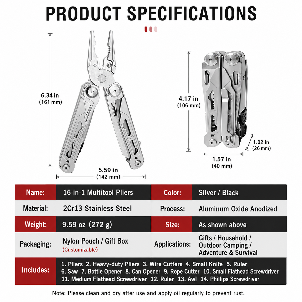 16-in-1 Folding Multi-Tool Pliers - Image 6