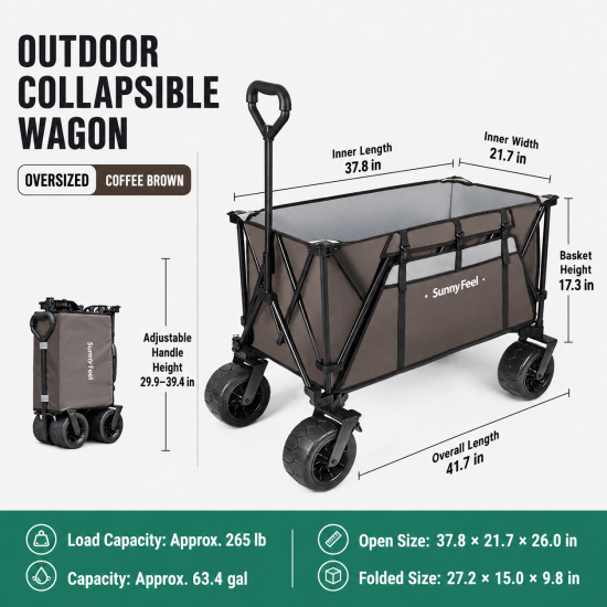 Wide-Wheel Foldable Camping Wagon - Image 4