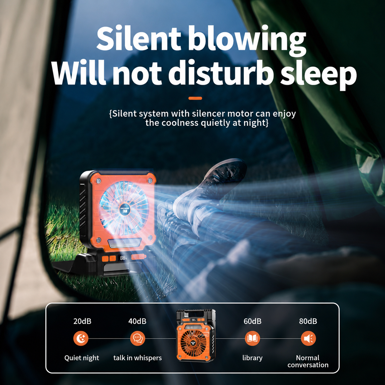 Foldable Solar-Powered Camping Fan with Light - Image 4