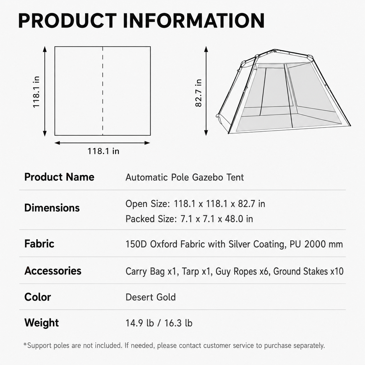 Automatic Pop-Up Camping Gazebo Tent - Image 8