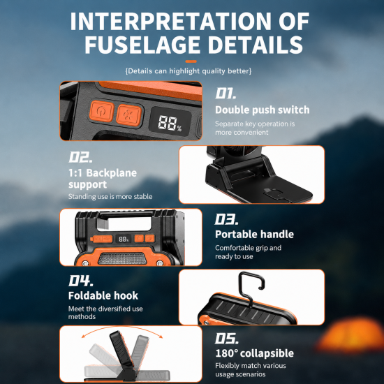 Foldable Solar-Powered Camping Fan with Light - Image 12