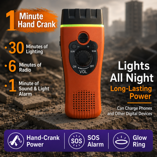 Hand-Crank Emergency Radio with Flashlight - Image 2