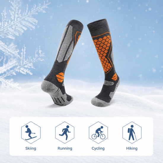 Knee-High Merino Wool Blend Ski Socks - Image 3