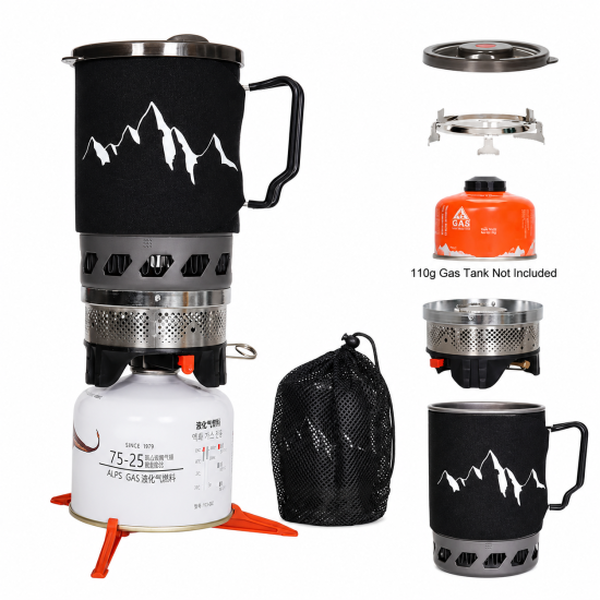 Portable Camping Cookware & Gas Stove Set - Image 2