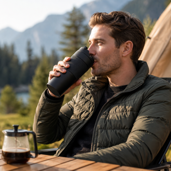 Portable Stainless Steel French Press Travel Mug - Image 3