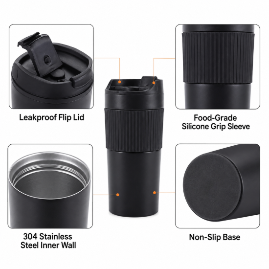 Portable Stainless Steel French Press Travel Mug - Image 5