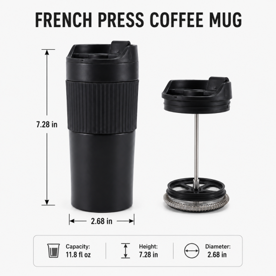 Portable Stainless Steel French Press Travel Mug - Image 6