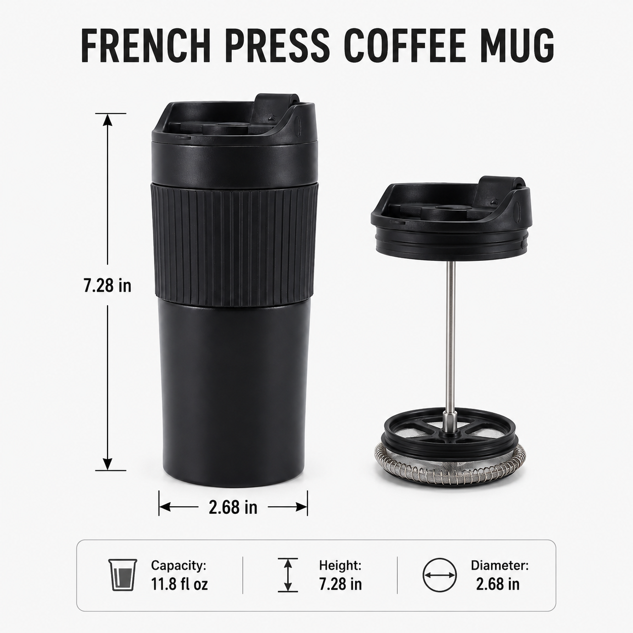 Portable Stainless Steel French Press Travel Mug - Image 6