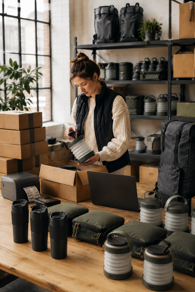 Montzone outdoor products displayed on a US retailer's shop floor