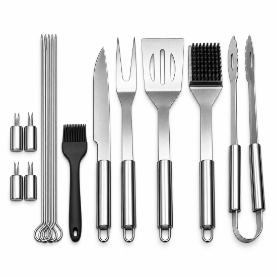 Multi-Option Stainless Steel BBQ Tool Set - Image 2