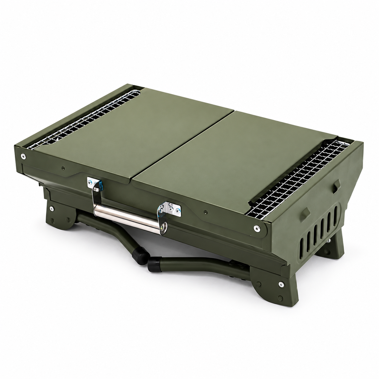 Portable Folding Charcoal Grill with Side Shelves - Image 7