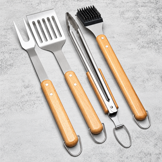 4-Piece Stainless Steel BBQ Tool Set - Image 2