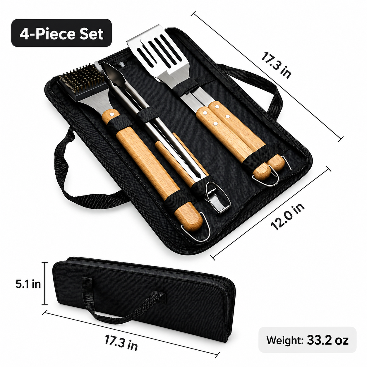 4-Piece Stainless Steel BBQ Tool Set - Image 9