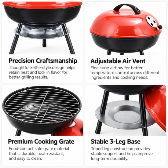 Portable Kettle Charcoal Grill - Image 3