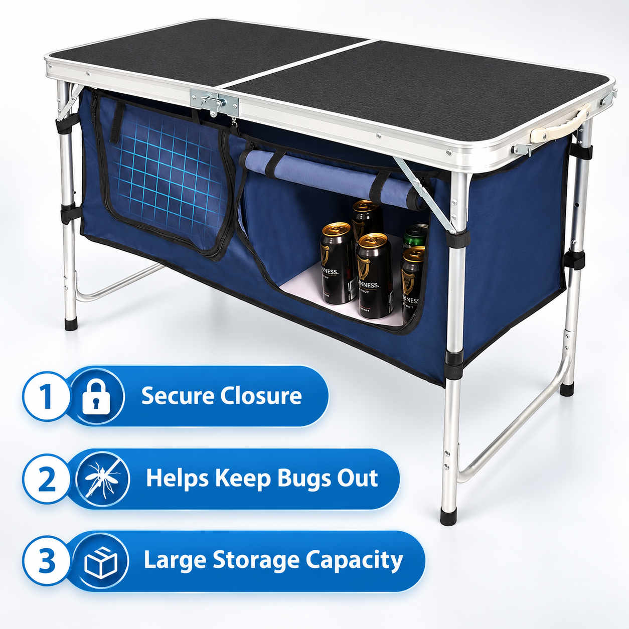 Folding Camping Table with Storage Cabinet - Image 2