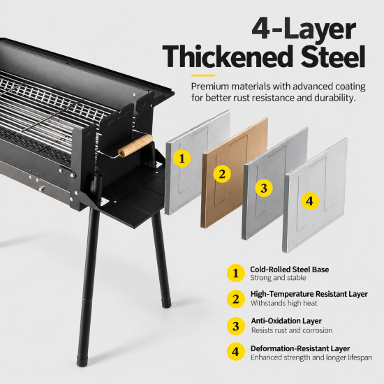 Portable Folding Charcoal Grill - Image 4