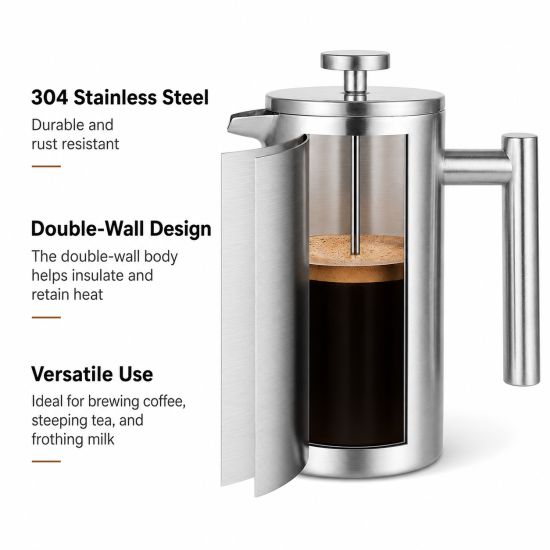 Double-Wall Stainless Steel French Press - Image 3