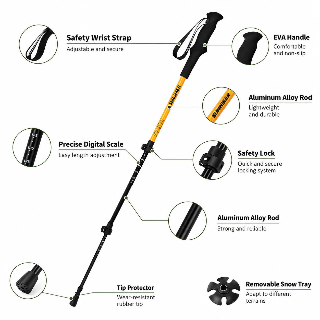 3-Section Quick-Lock Aluminum Trekking Poles - Image 3