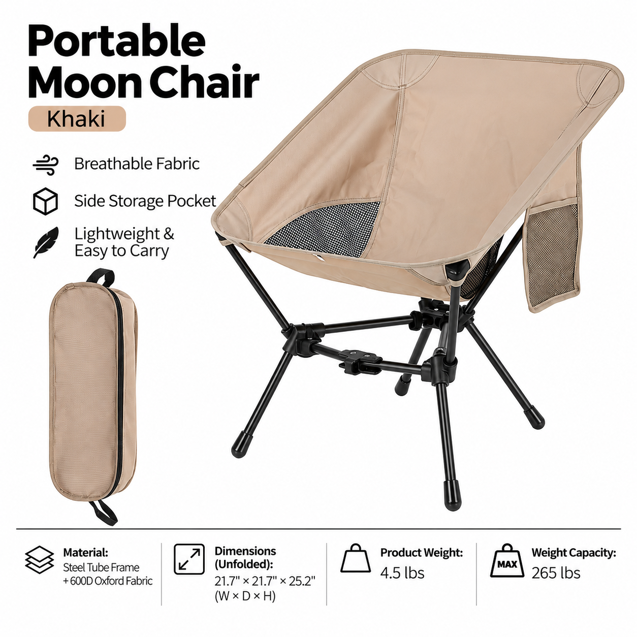Portable Folding Camping Moon Chair - Image 8