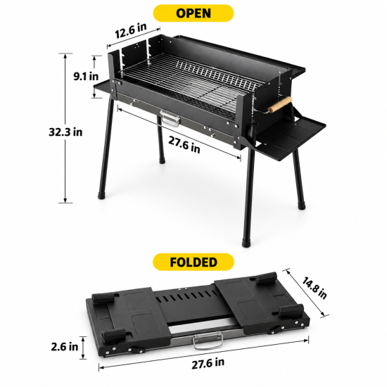 Portable Folding Charcoal Grill - Image 9