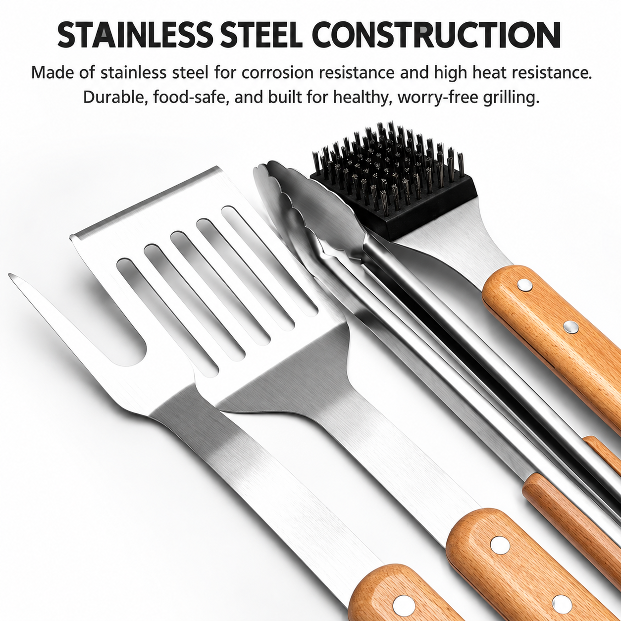 4-Piece Stainless Steel BBQ Tool Set - Image 3