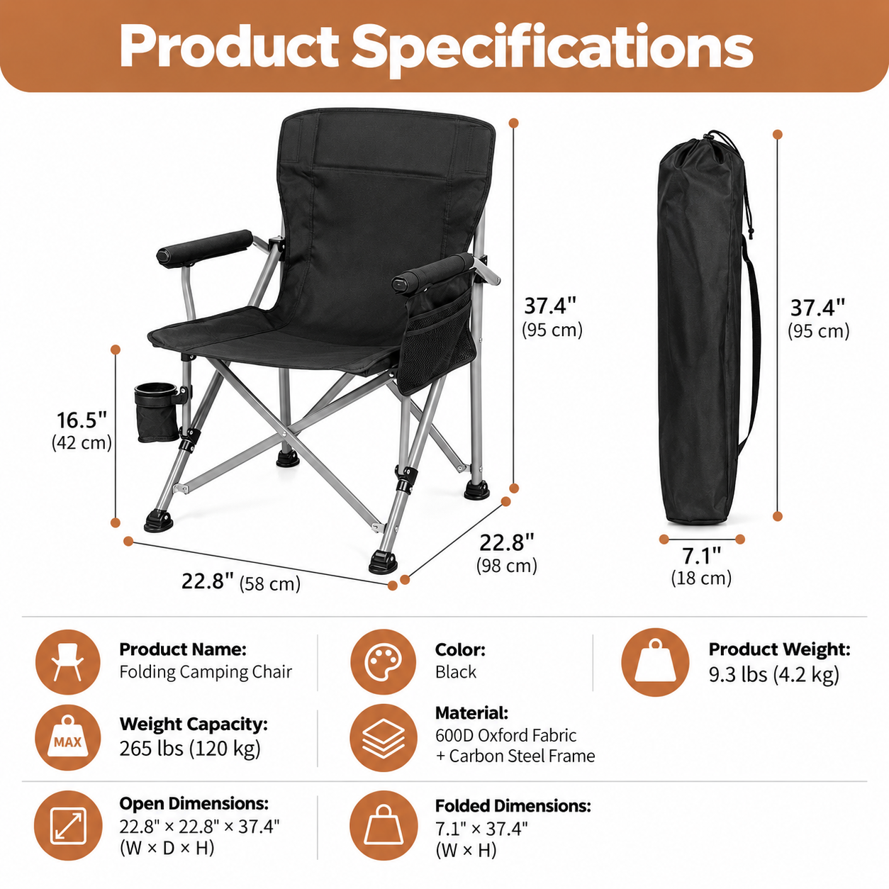 Reinforced X-Frame Folding Camping Chair - Image 8