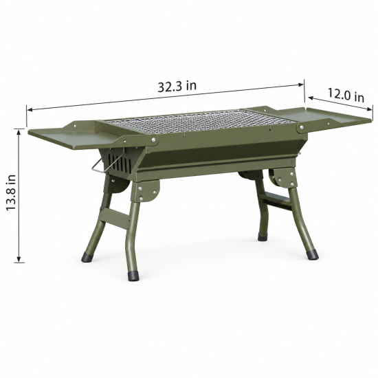 Portable Folding Charcoal Grill with Side Shelves - Image 8