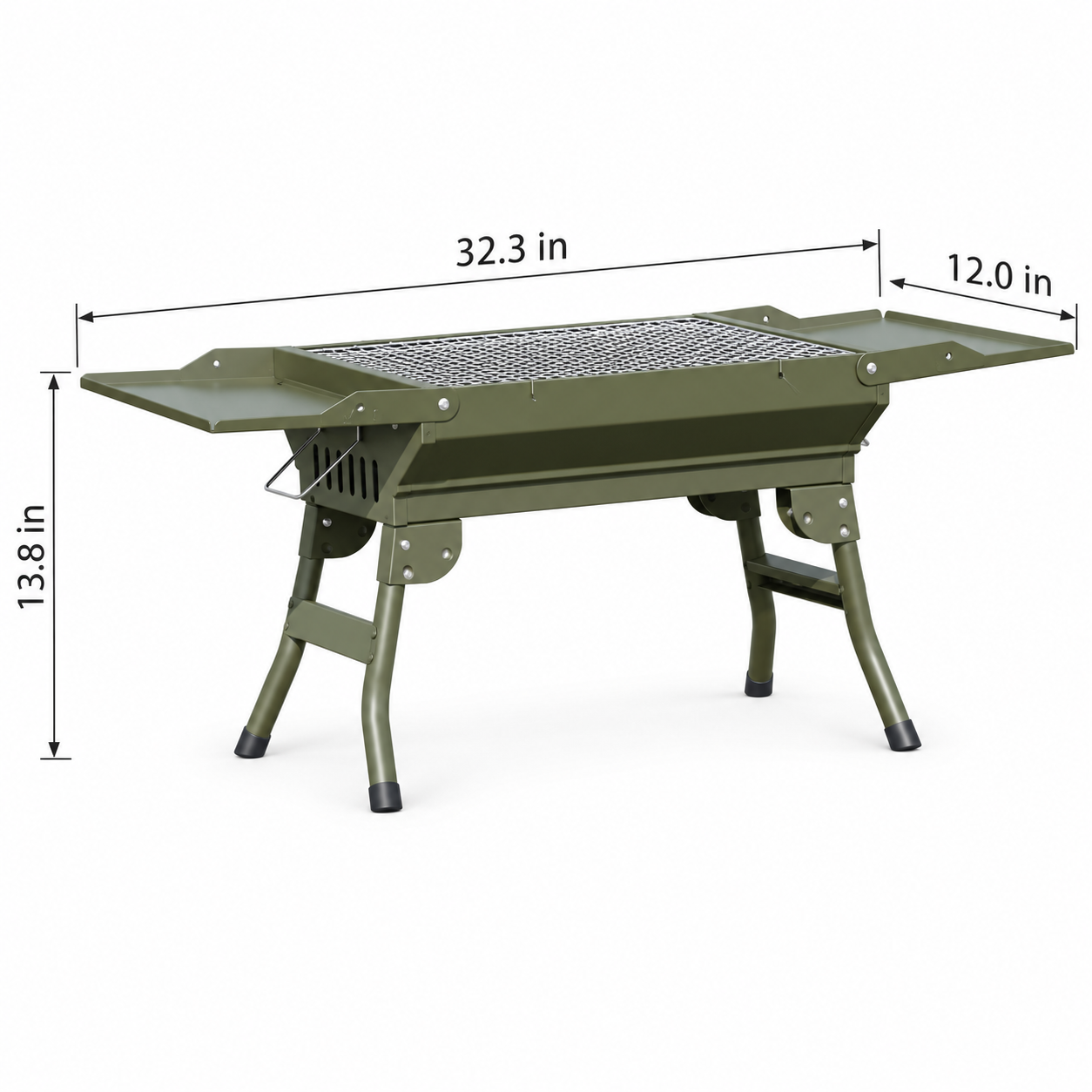 Portable Folding Charcoal Grill with Side Shelves - Image 8